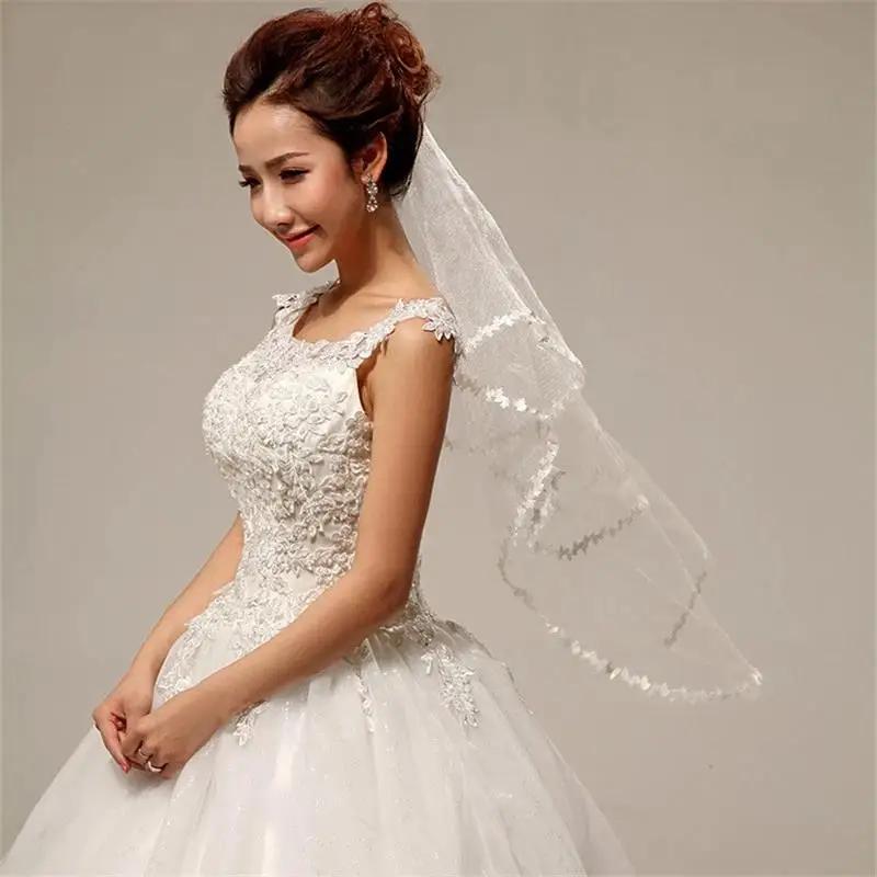 Eenvoudige Een Layer Korte Tulle White Wedding Veils Goedkope Bridal Veil Voor Bruid Voor Mariage Bruiloft Accessoires