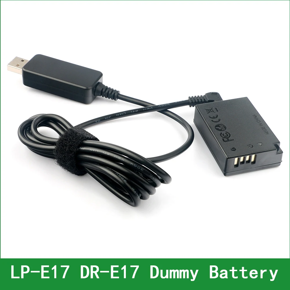 5V USB DR-E17 ACK-E17 Dummy Battery Adapter Plug DC Power Bank For Canon EOS M3 M5 M6