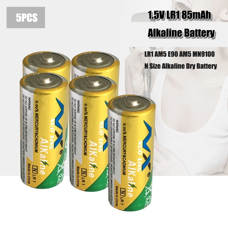 

5PCS LR1 Alkaline Batteries SIZE N E90 MN9100 910A 1.5V Single Use Dry Batteries For Sperker Bluetooth Players