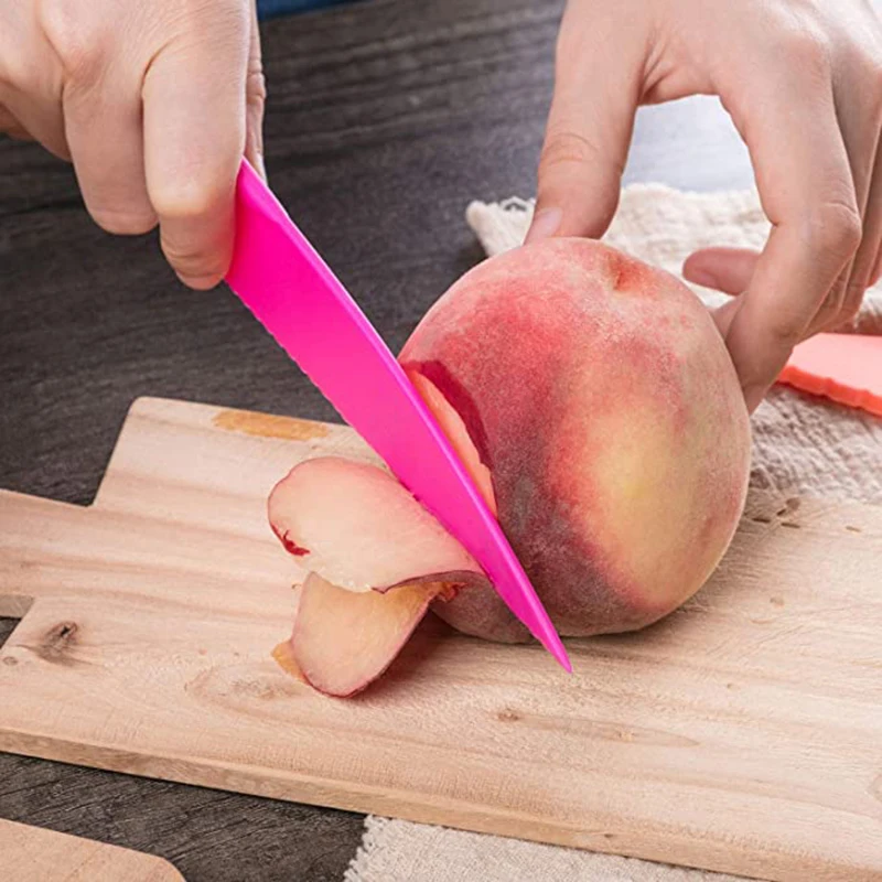 Kitchen Cooking Sawtooth Knife Kids Chef Toddler Cooking Plastic Knives Slicing Paring Fruit Vegetable Cutter Kitchen Knives