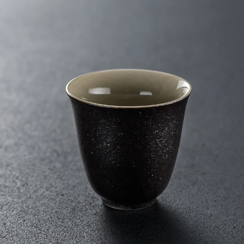 Small Black Pottery Tea Cup, Kung Fu Tea Set, Single Cup of Tea Cup, Ceramic, No. YZ64