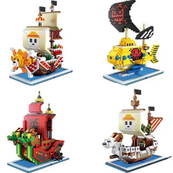 One Piece Pirate Schiff Gebäude Block Anime Thousand Sunny Gehen Frohe Luffy Shanks Boa Mini Ziegel Spielzeug Figur Für Kinder