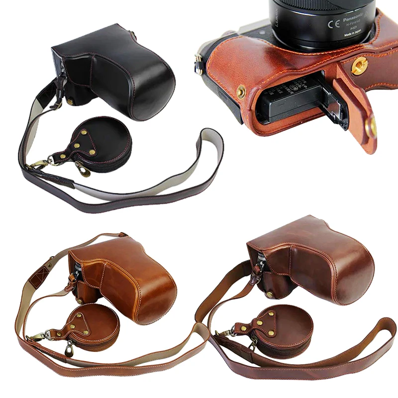Full body Precise Fit PU leather digital camera case bag cover for Panasonic Lumic DMC-GX80 GX85 with H-FS 14 140 lens