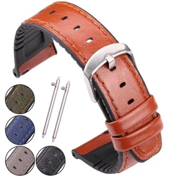 Cowhide And Silicone Watchbands Watch Strap For Huawei Samsung Galaxy Watch 3 45mm 46mm Gear S3 Band Black Blue Green Brown