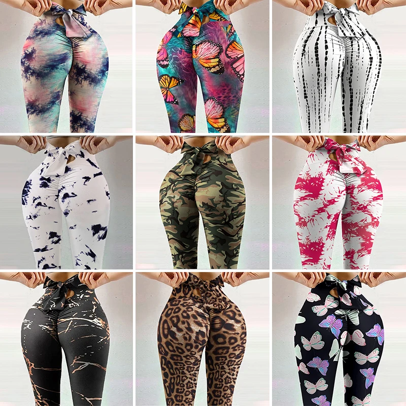 2021 Summer Sexy Leggings Women Workout Seamless Tights Trousers Fitness Gym Pants Butterfly Print Push Up Yoga Sport Leggings