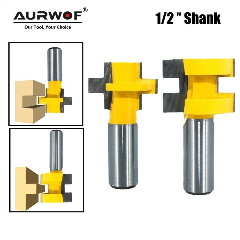 

LAVIE 2pcs 12MM 1/2inch Shank T-Slot Square Tooth Tenon Milling Cutter Carving Router Bits for Wood Tool Woodworking MC03240