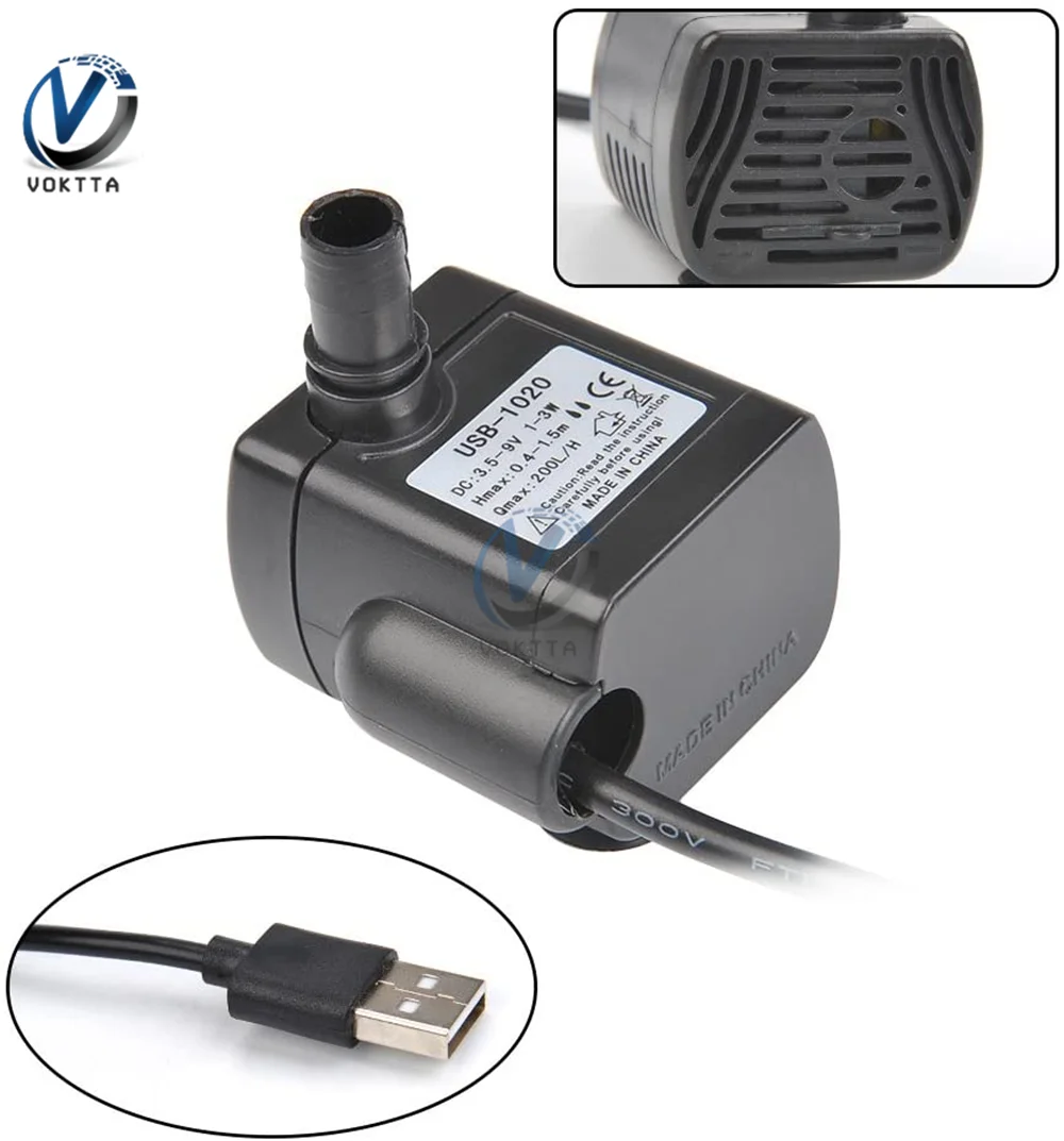 Mini USB Pump DC 12V-1020 DC 5V-1020 200L/H Micro Brushless Solar Submersible Water Pumping 3W for Aquarium Fish Fountain