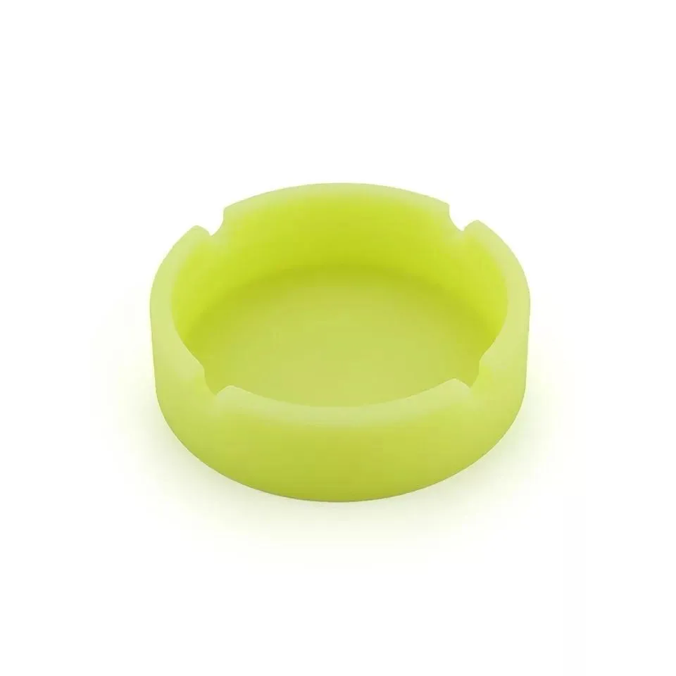 Eco-Friendly Silicone Soft Round Ashtray Ash Tray Holder PLuminous Portable Fluorescent Ashtray Anti-Scalding Cigarette Holder