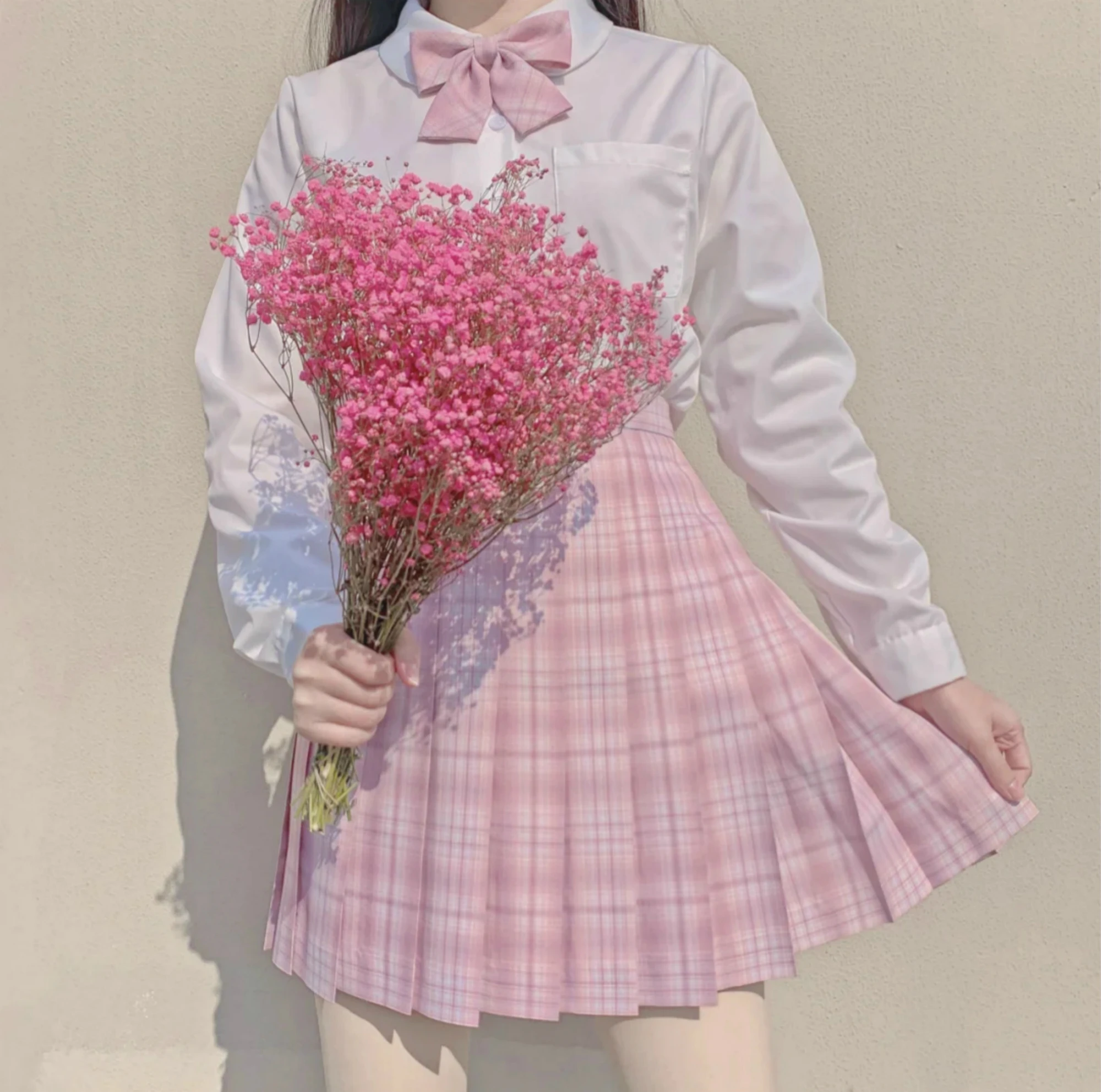 [Teenage Girl's Mind] JK School Uniform Pink Plaid Skirts For Girls Summer High Waist Pleated Skirts Women Dress Students