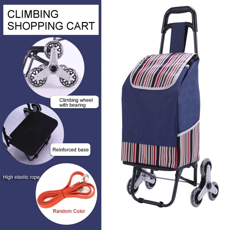 Chariot de courses portable, sac à provisions sur roues, roulement pliant, robuste, grimpable, épicerie, chariot à bagages