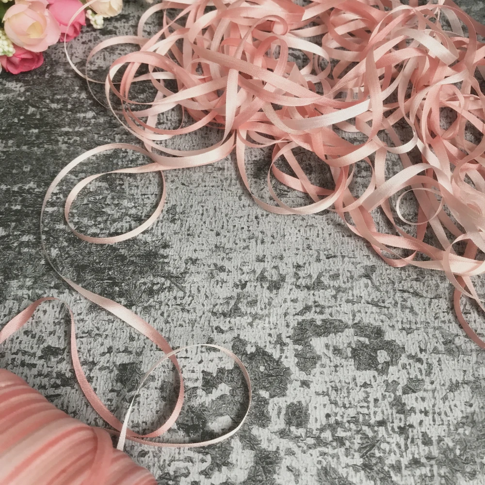 4mm to 13mm silk ribbon variegated color,100% real pure silk thin taffeta soft silk ribbons for embroidery