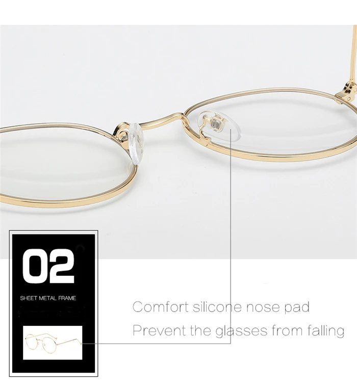 Frauen Runde Metall Brille Rahmen Mit Grad Männer Ultraleicht Fertig Myopie Gläser -0,5 -1 -1,5 -2 -2,5 -3 -3,5 -4 -4,5 -5 -6,0 – Detail 6