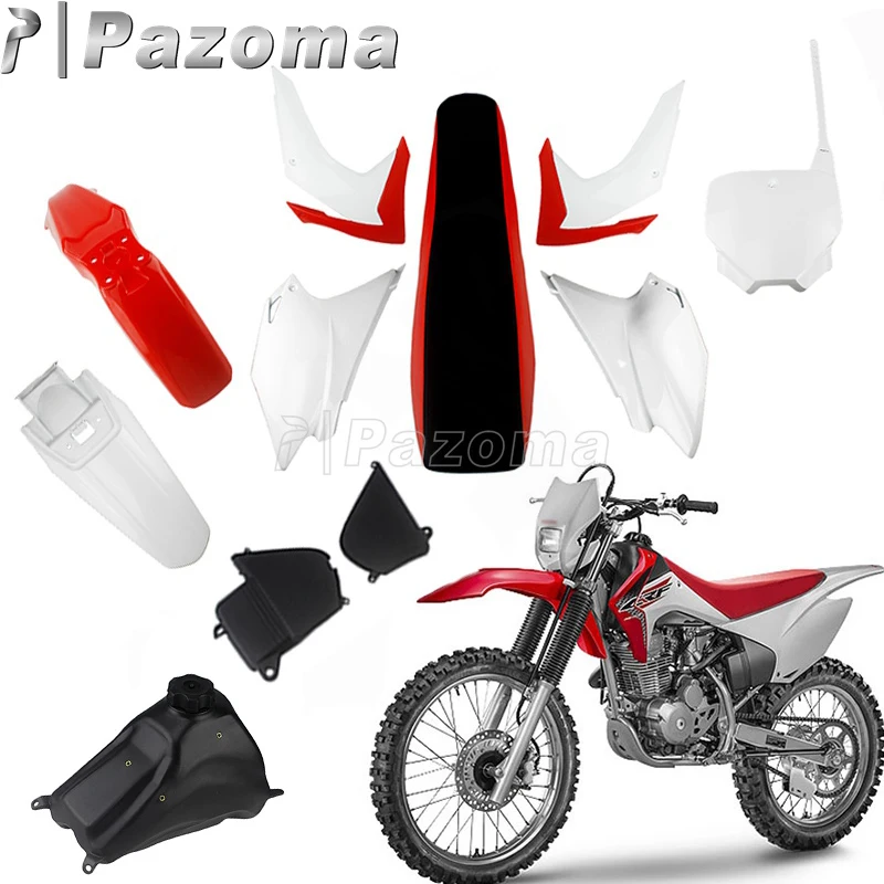 Motocross Plastic Kit Full Body Fairing Side Panels Fender Fuel Tank Radiator Shrouds Front Number Plate For Honda CRF230F 15-19