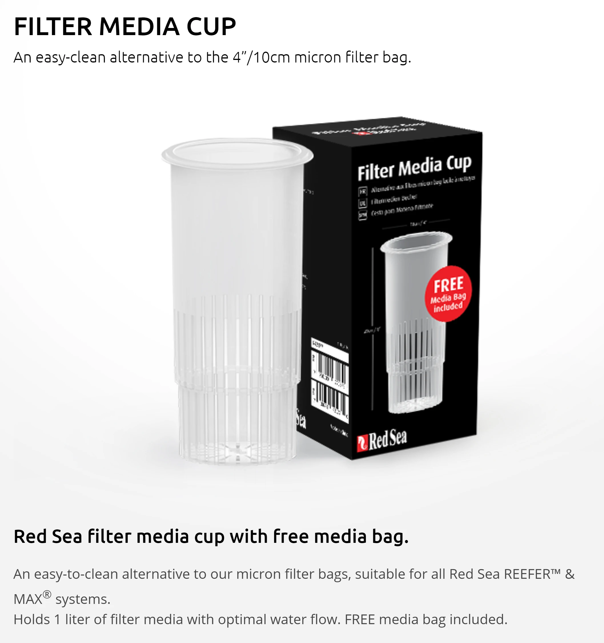 RED SEA Filter Media Cup with Free   Bag Reef Fish Tank Aquarium Sock Easy to Clean