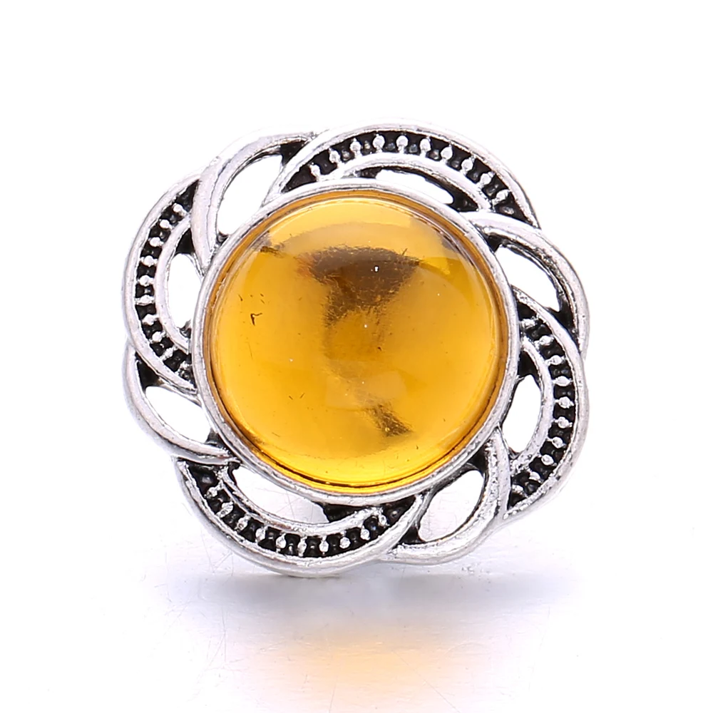 New 5pcs/lot Wholesale Snap Jewelry Yellow Rhinestone 18mm Snap Buttons for Snap Bracelet Bangle Ginger Bracelet Jewelry