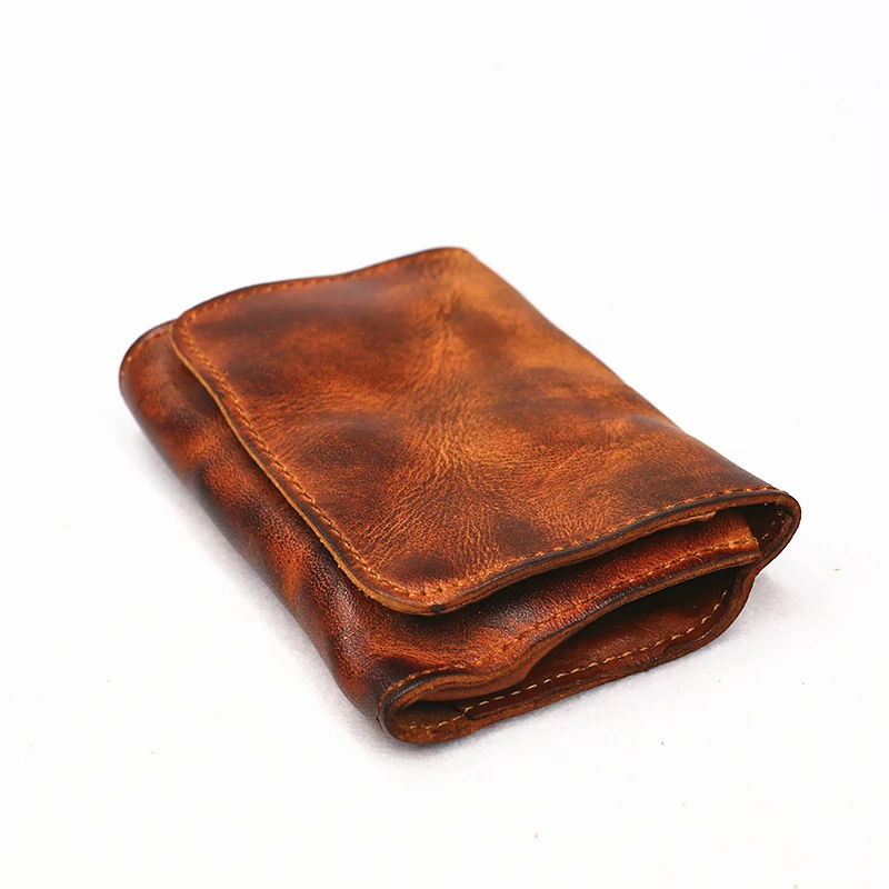 Genuine Leather Wallets Card Holder Men Women Vintage Short Credit Card Holders Coin Purse Case Small Slim Wallet For Male