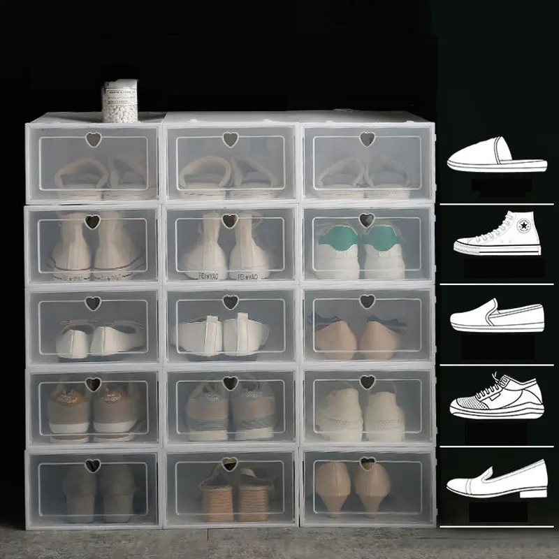 

6pc/set Combination Shoe Cabinet Transparent Shoe Box Storage Shoe Box Thickened Dustproof Shoes Organizer Can Be Superimposed