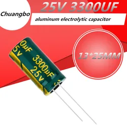 5pcs 25V3300UF 13*25 25V 3300UF Low ESR/Impedance high frequency aluminum electrolytic capacitor size  20%