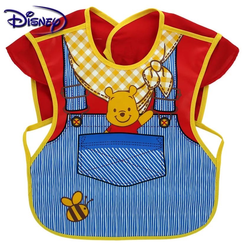 Disney-Bavoirs mignons pour bébé, OligWaterproof, Sans manches, Déjeuner, Dessin animé, Gril d\'alimentation, Tablier pour enfants