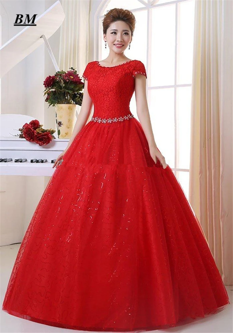 Neueste Red Tüll Ballkleid Quinceanera Kleider 2021 Perlen Süße 16 Kleider Formales Abschlussball-partei-kleid Vestido De 15 Anos BM70