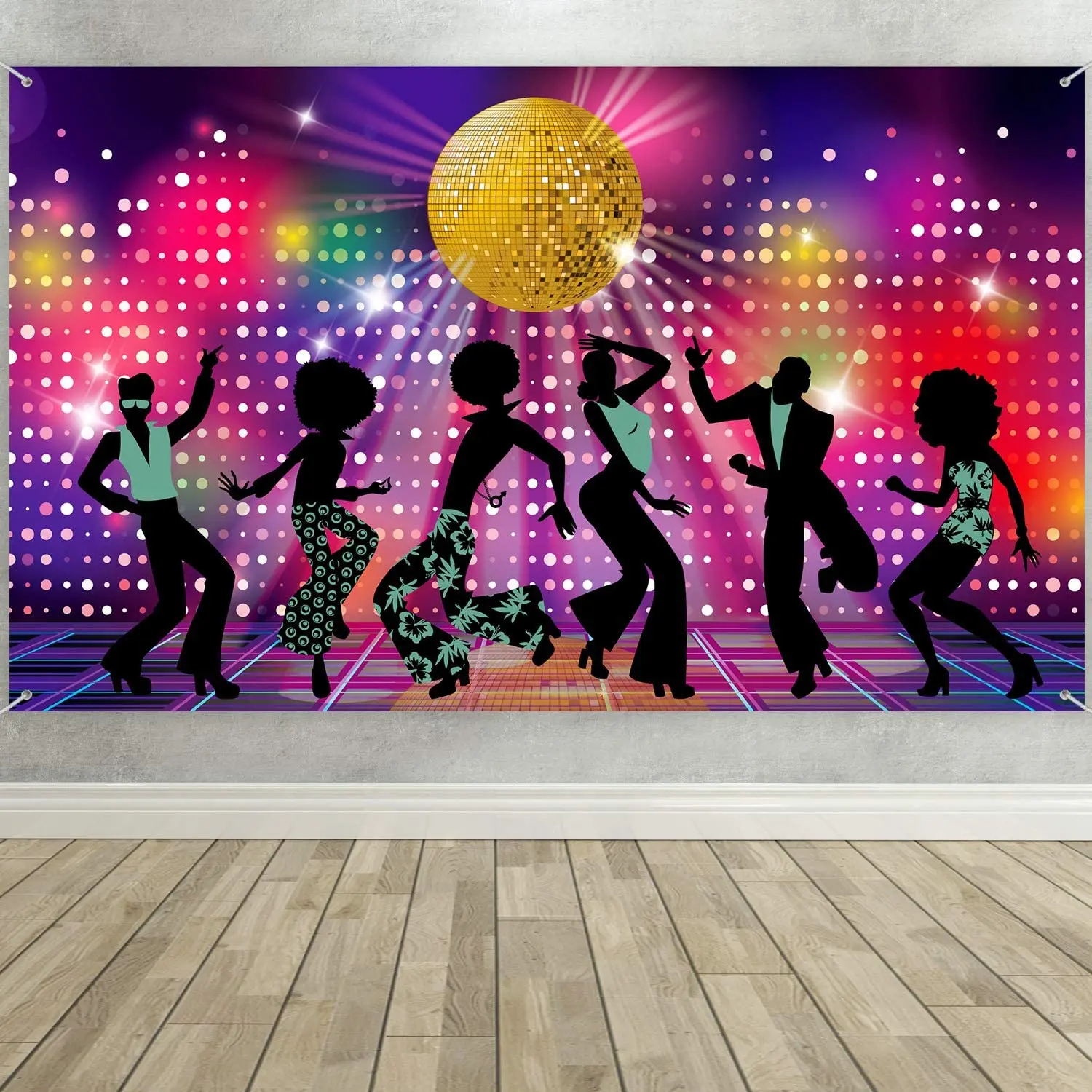 70s 80s 90s Disco Fever Dancers Backdrop For Disco Theme Let's Glow Crazy Shining Birthday Photography Photo Booth Background