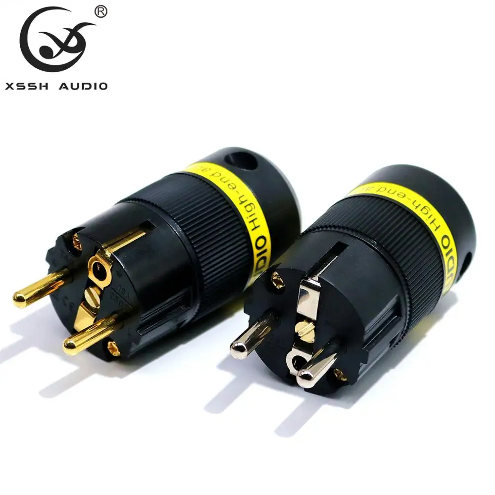 

XSSH Audio YIVO HIFI OEM 2-контактный электрический разъем из чистой меди с золотым родием, 18 мм переменного тока, штекер, разъем EU Euro Schuko