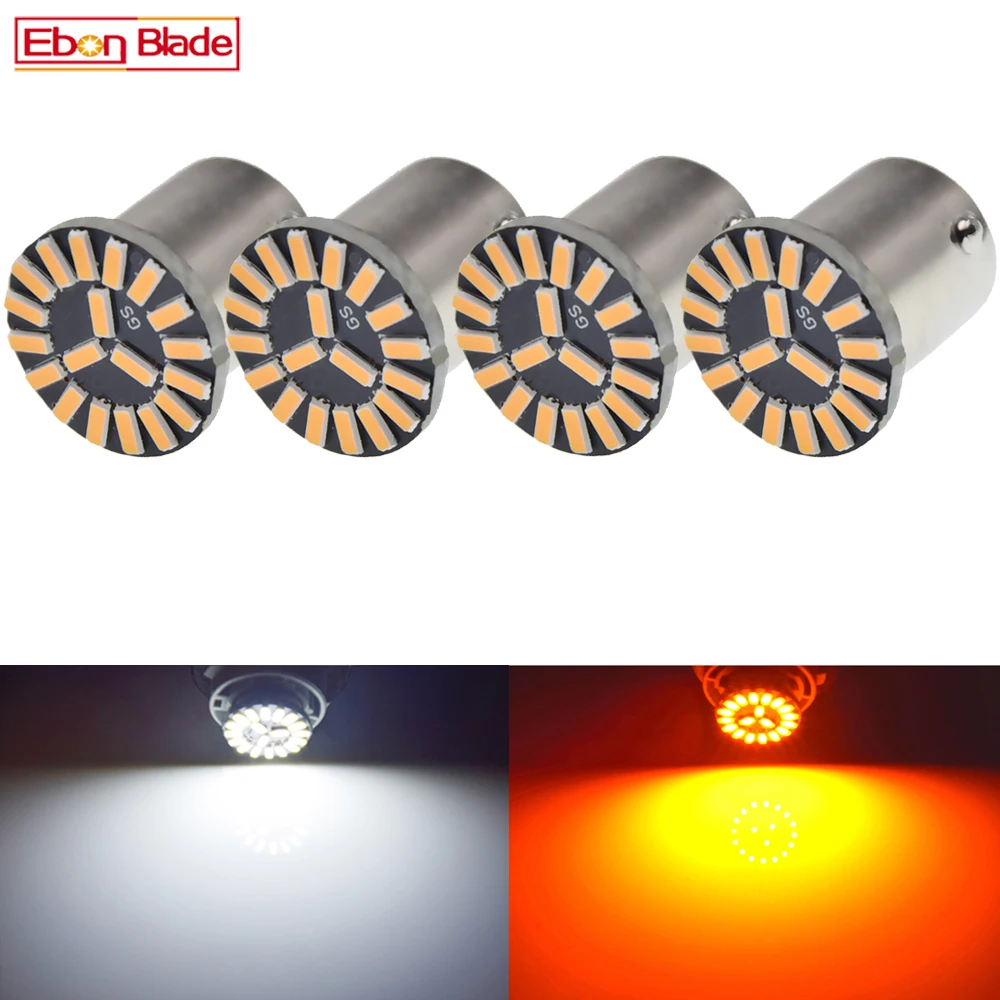 2/4 Pcs 1156 BA15S BAU15S LED Auto Luci di Segnalazione Bianco Ambra Arancione P21W PY21W 7507 Auto Indicatore di Direzione Lampadina Retromarcia