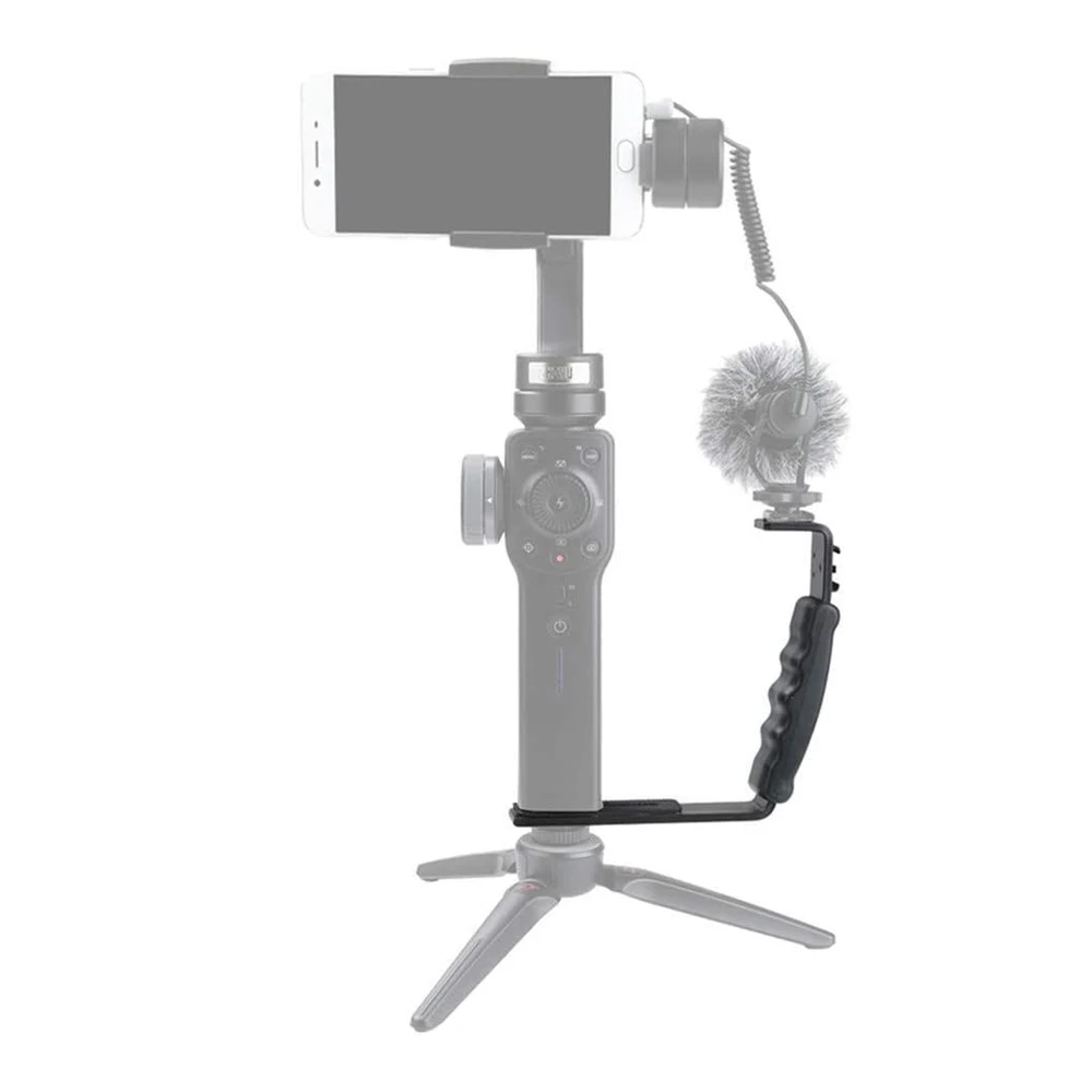 Suporte com estabilizador gimbal para celular, adaptador com abertura de cabo, tipo l e sapata fria 1/4, para zhiyun smooth q2 4 dji osmo mobile 3