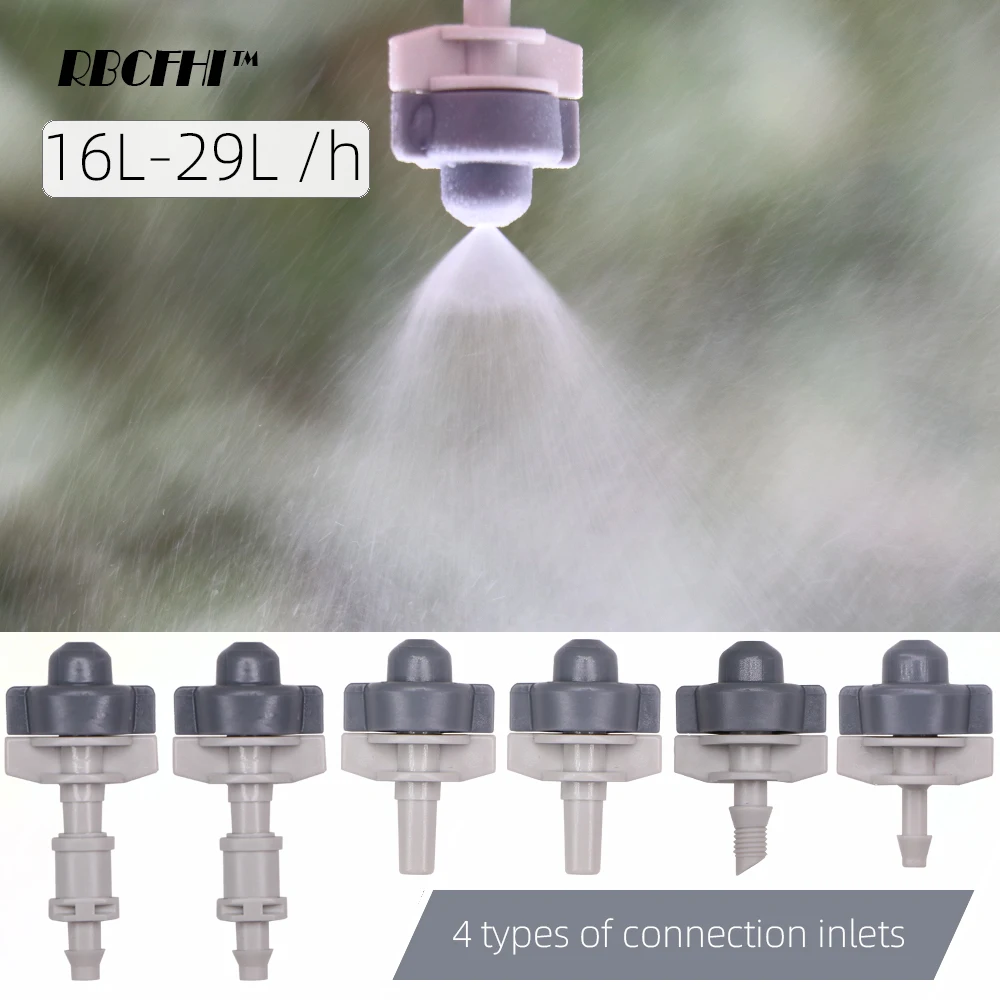 

RBCFHI 15PCS 16.8-28.8 L/h Fog Nozzles Fine Spray Irrigation Cooling Watering Garden Sprinkler Misting Micro Jet Range 0.2-0.35M