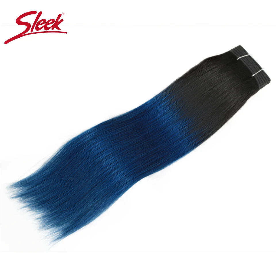 Rambut Manusia Lurus Peruvian Remy Ramping Ganda Warna Ombre 1B/Merah Muda dan 1B Ungu Biru Pirang 613 Bundel Ekstensi Rambut