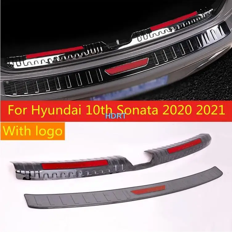 

Car style For Hyundai 10th Sonata 2020 2021 Stainless Steel Rear Guard Refit Trunk Door Sill decoration protection Accessories