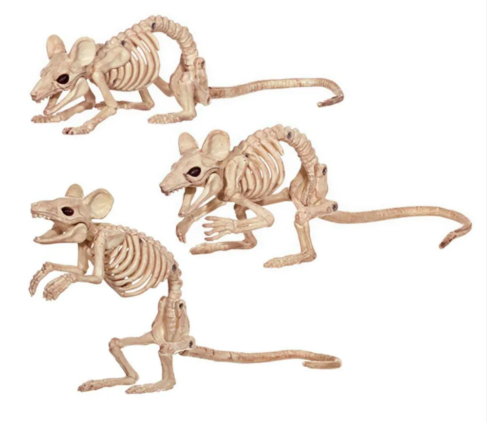 Creepy Skeleton Rat Mouse Mice Skeleton Bones for Horror Halloween Party Bar Home Decor Decoration Accessories Decoration