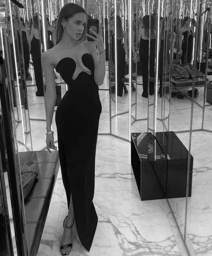 New Summer Fashion Sexy Strapless Backless Split Black Maxi Long Women Bandage Dress 2024 Elegant Evening Club Party Club Dress