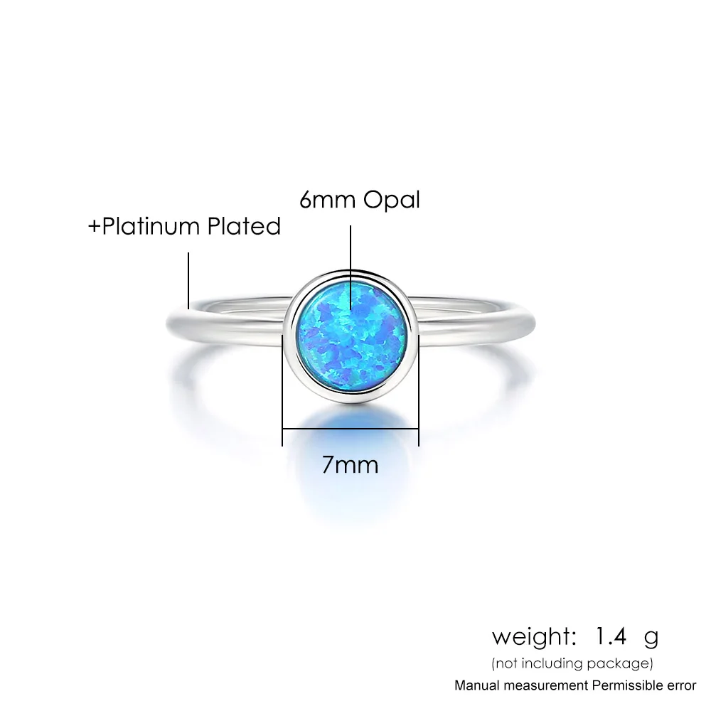 Opal Stone Rings For Women Simple Classic Style Round White Gold Color Party Birthday Gift For Girls Fashion Jeweley DZR032