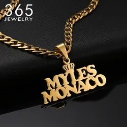 Custom Name Necklace Stainless Steel Trendy Nameplate Crown Personalized Pendant For Boy Girl Birthday Party Gift Accessories
