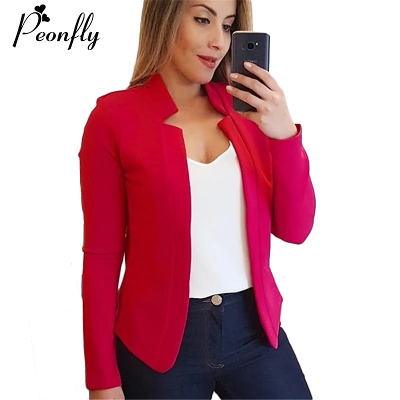 PEONFLY – Blazer Slim grande taille pour femme, veste de bureau, ouvert devant, résistant, cranté, manteau, mode, 5XL 4XL, collection automne 2022