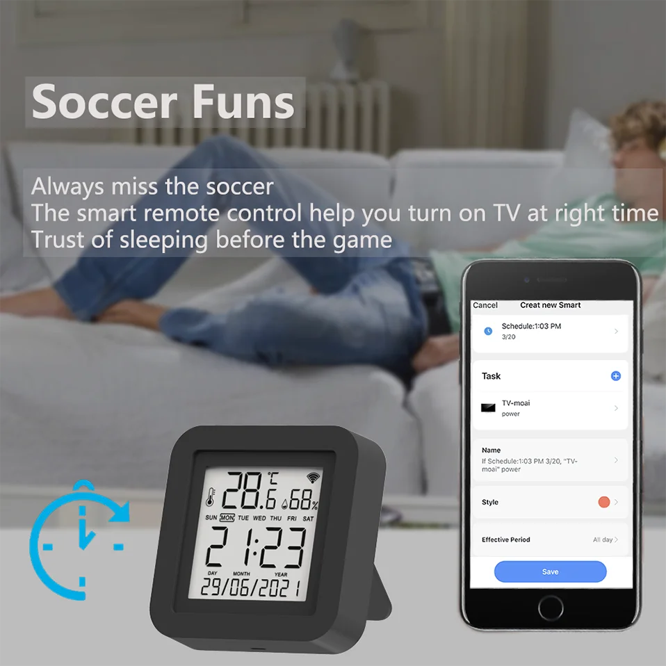 Tuya Smart WiFi Universal IR-Fernbedienung Temperatur-Feuchtigkeitssensor für Klimaanlage TV AC Funktioniert mit Alexa, Google Home Yandex – Detail 12
