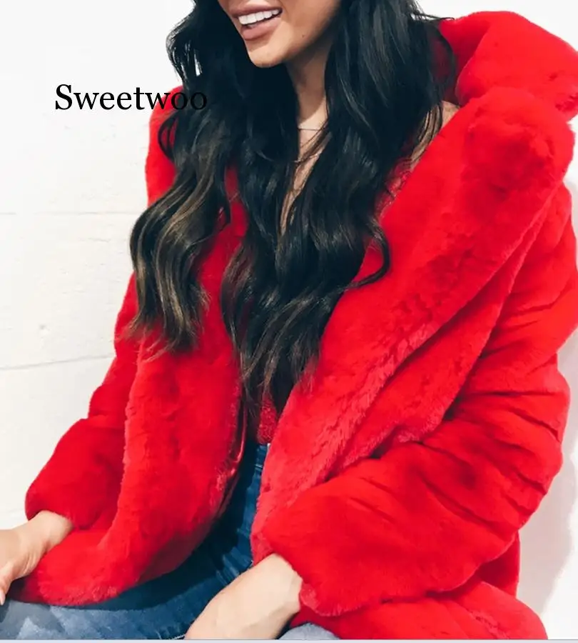 

Elegant Faux Fur Coat Women 2020 Autumn Winter Warm Soft Fur Jacket Female Plush Overcoat Casual Outerwear Women's Long Sleeve