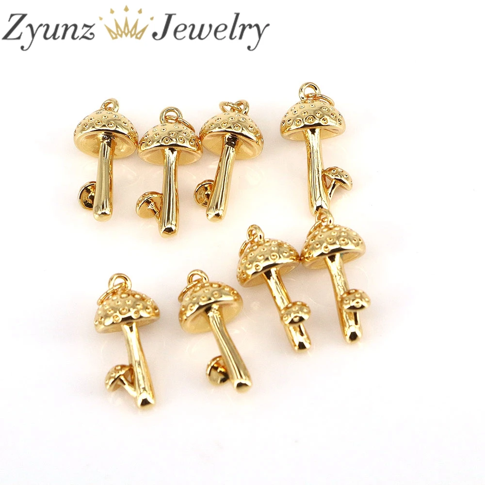 

10PCS, Tiny Gold Mushroom Pendant Necklace, Simple Modern Charms Dainty Delicate Pendants Gold Pendants Birthday Gift