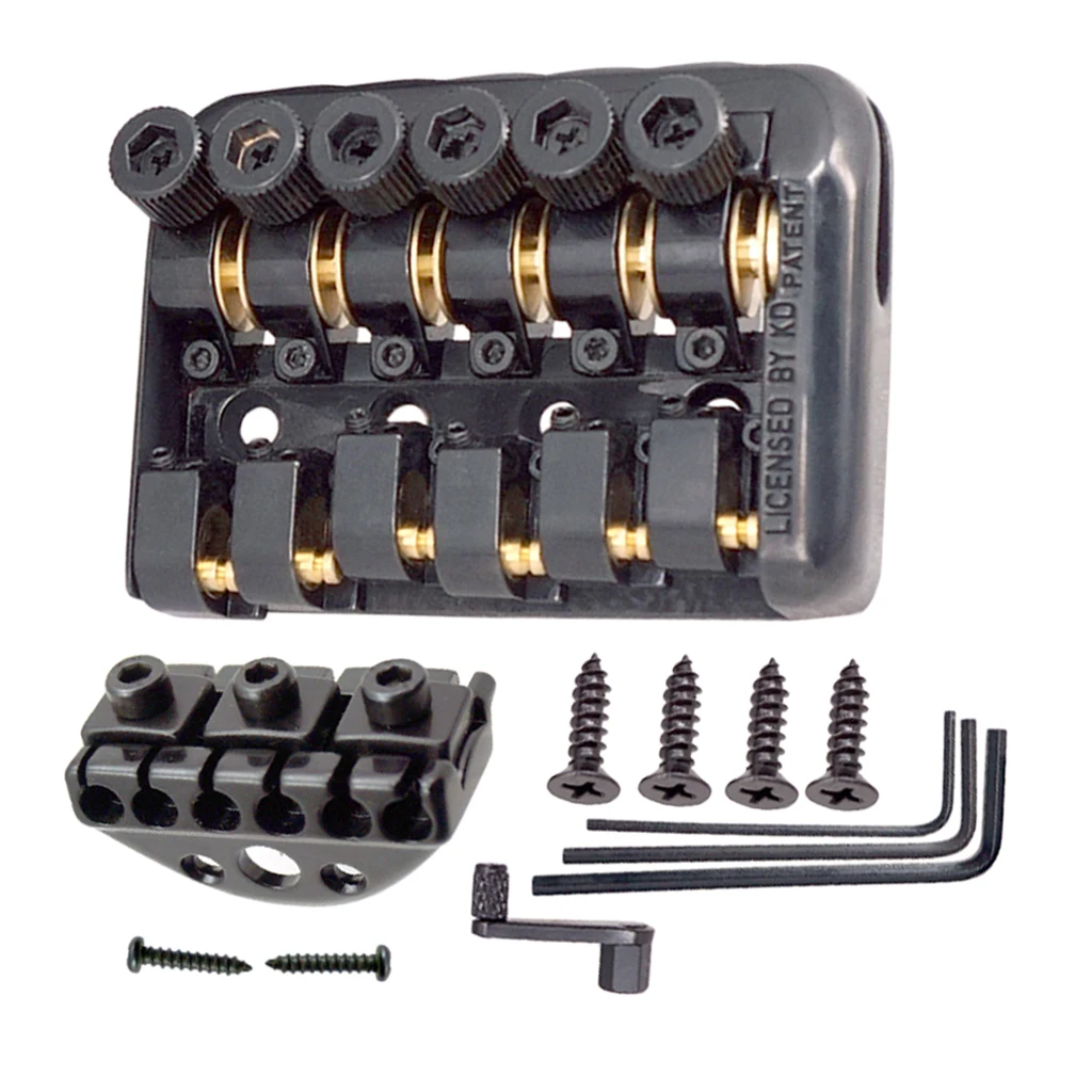 A Set 6 String Fixed Bridge With Wrench Lock Nut Screws For Headless Electric Guitar Parts