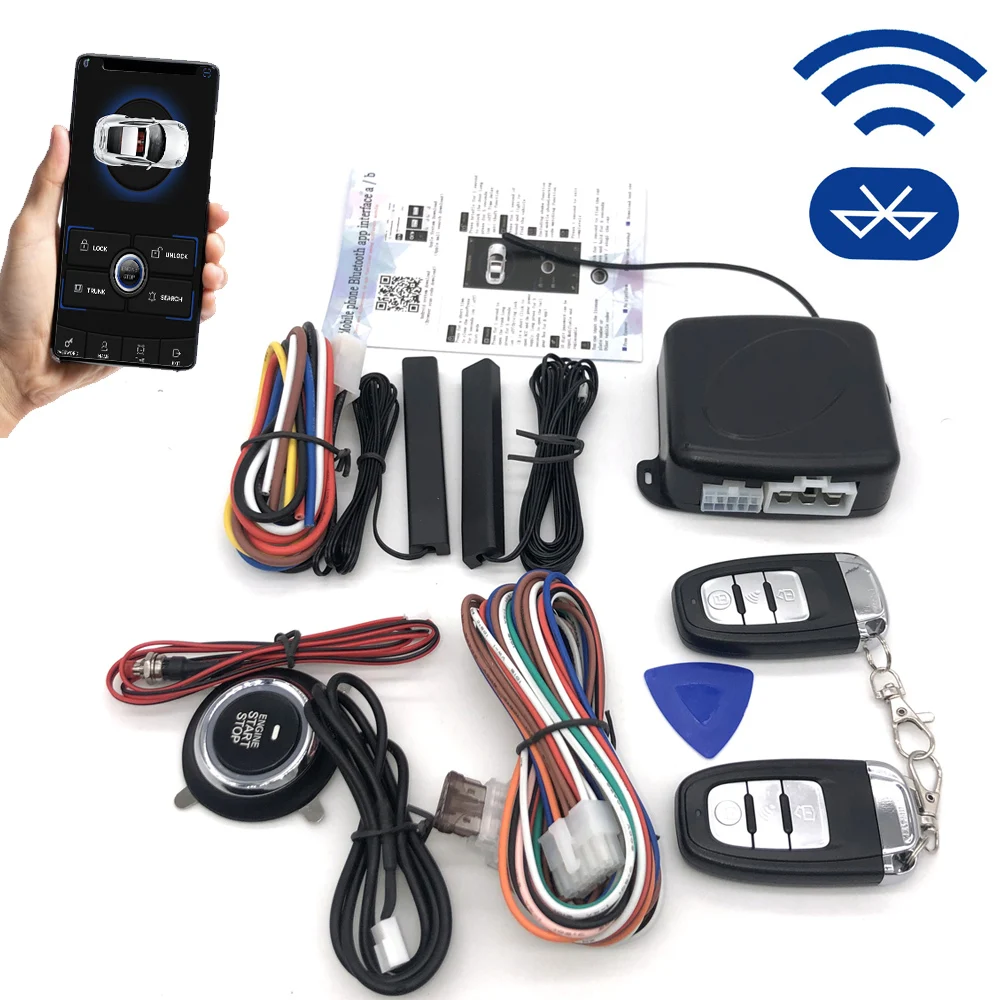 Start Stop Keyless Entry Remote Start Car Door Locking System  Car Alarm Remote Car Engine Starter for APP/Smart Key