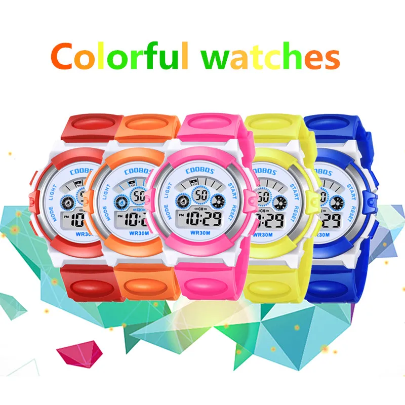 Kids Children\'s Watch Electronic Quartz WristWatch for Boy Girl 30m Life Waterproof Student Sports Watches Colorful Clock reloj