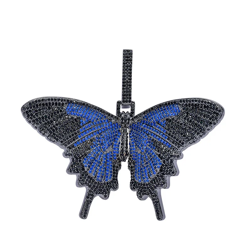

Hip Hop AAA Cubic Zirconia Bling Iced Out Big Butterfly Pendants Necklace for Women Men Rapper Jewelry Gifts Gold Silver Color