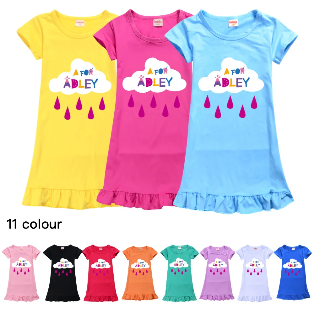 

High Quality A for Adley Girls Dresses Dress Sleepwear Kids Pajamas Fashion Design Children Girl Clothes Princess Vestido