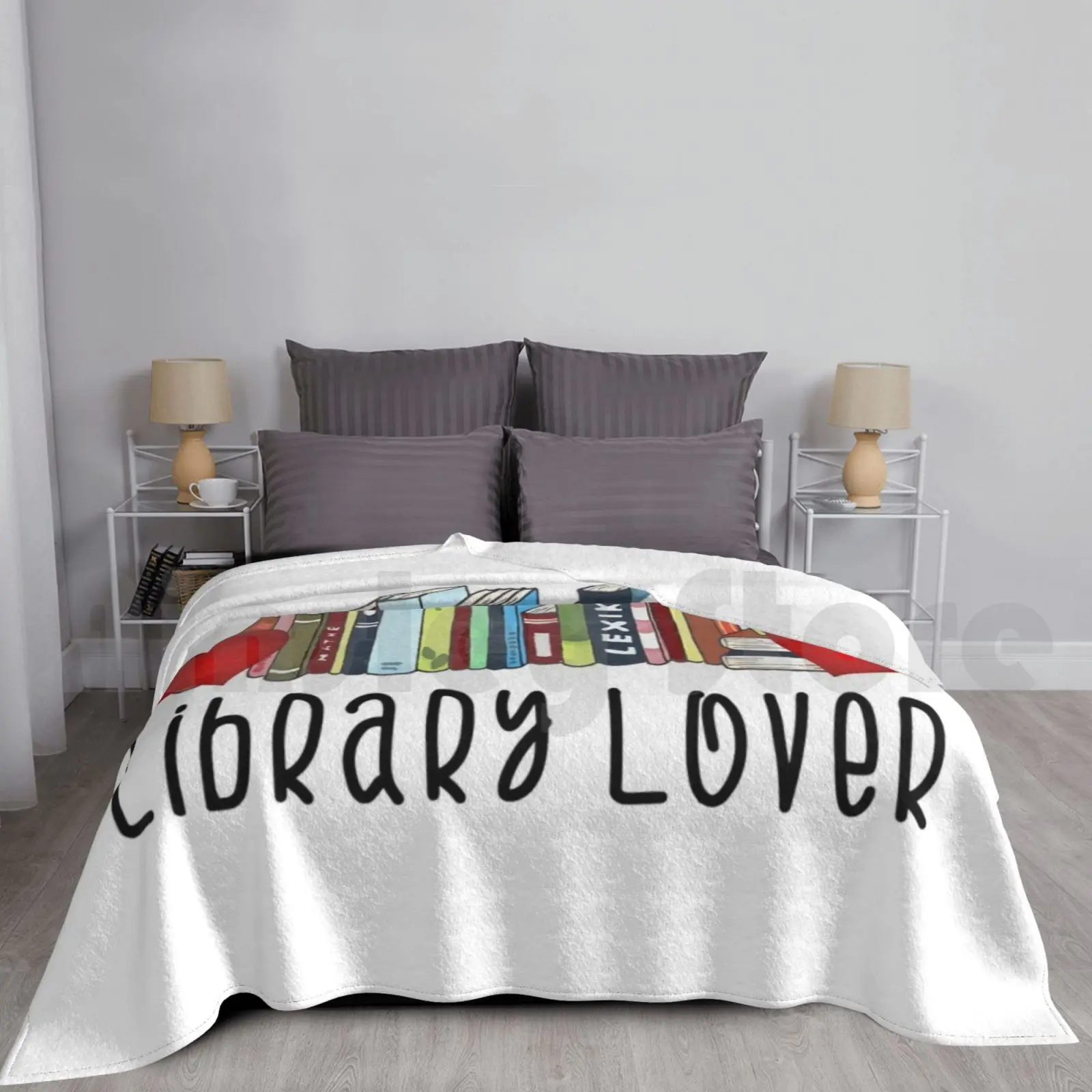 

Library Lover Month Theme Blanket Super Soft Warm Light Thin Funny Novelty Book Librarian Teacher Libraries Library