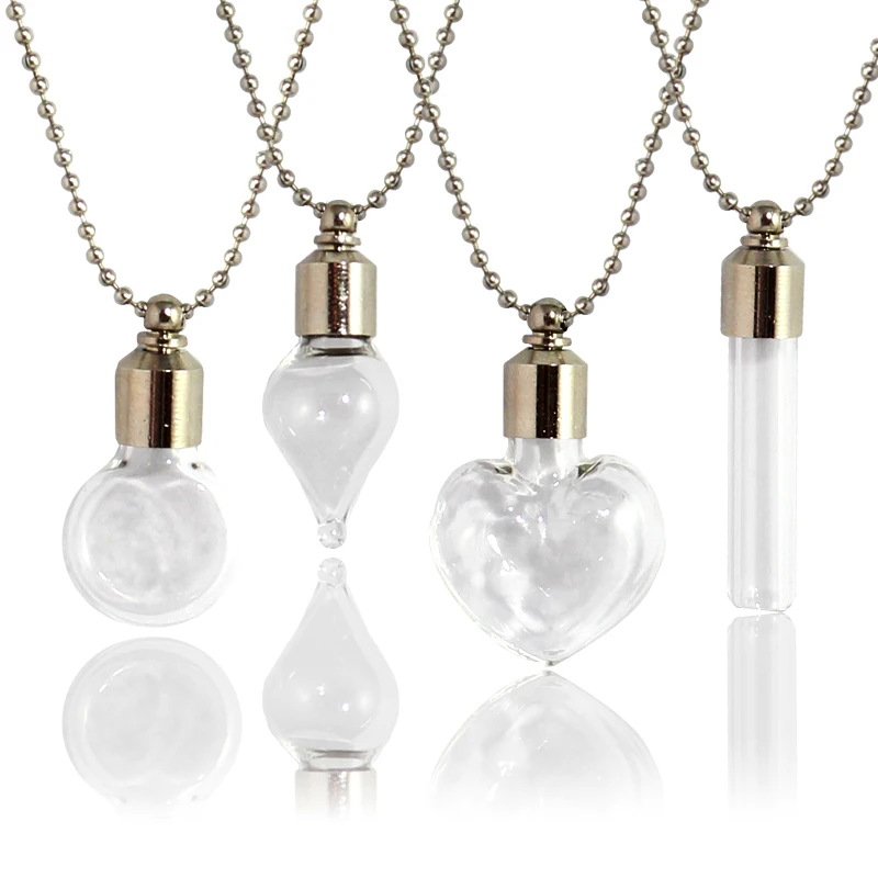 2PCS Glass Locket Urn Jewelry Cremation Jewelry Urn Necklace for Ashes Fillable vials Necklaces Blood Vial Necklace