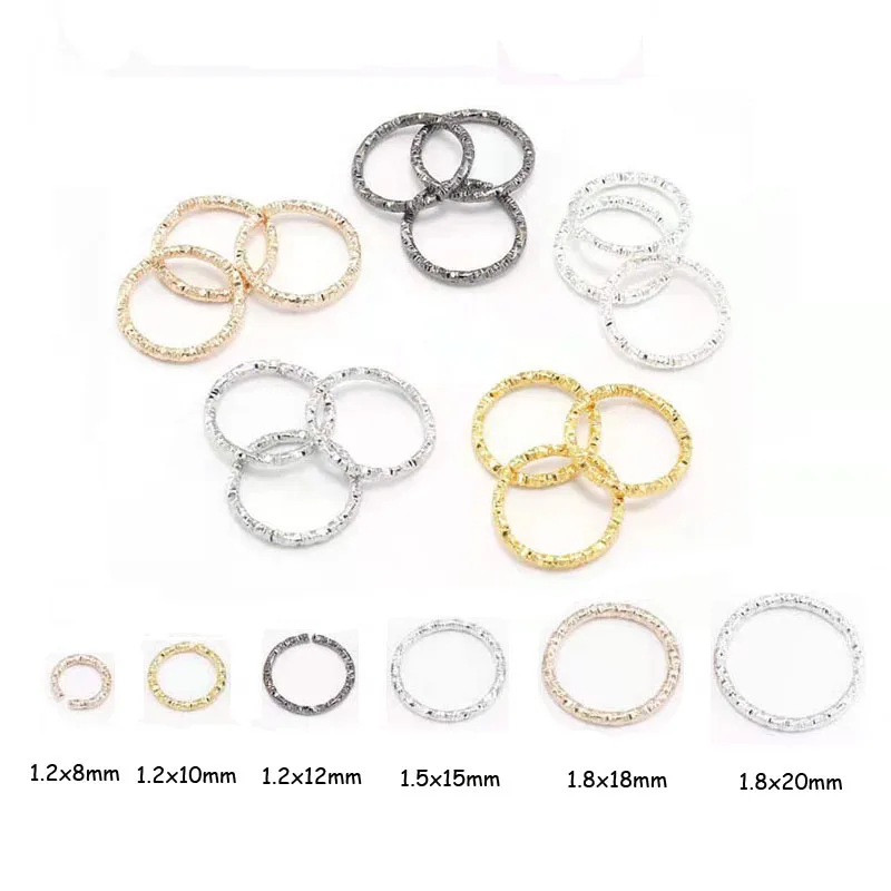 50-100Pcs/Lot 8 10 12 15 18 20 mm Gold Jump Rings Round Twisted Split Rings Connectors For DIY Jewelry Finding Making Supplies