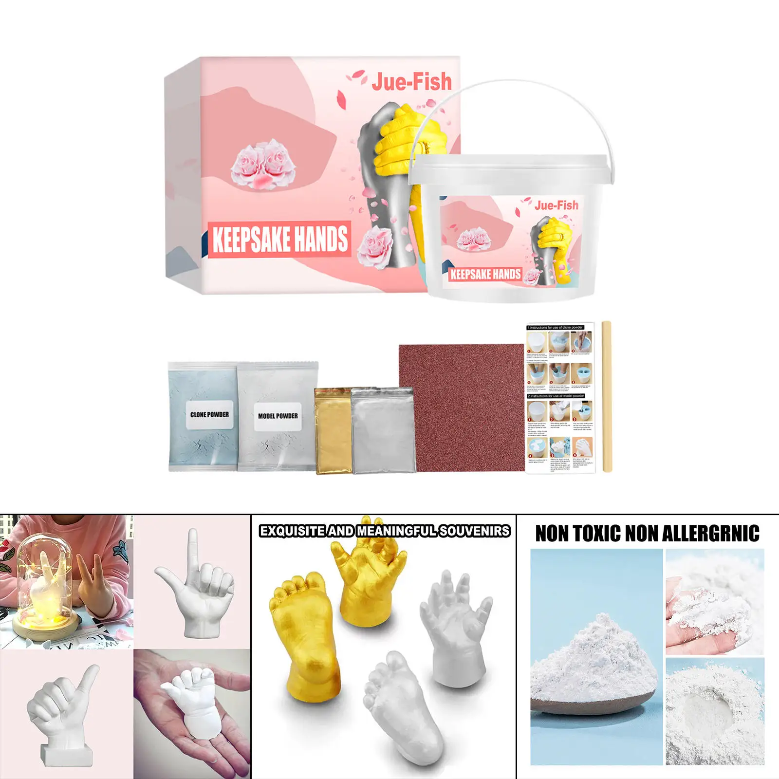 3D Hand Foot Print Mold, DIY Statue Molding, Baby Handprint Footprint Mold Birthday Keepsake Making Tools Kit