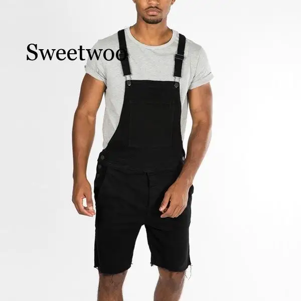 2020 New Mens Casual Retro Denim Bib Overall Shorts Pants Summer Autumn Solid Jeans Jumpsuit For Male Rompers