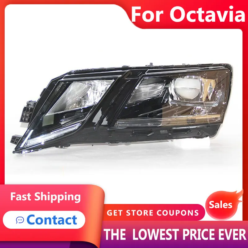 Lampu Depan Mobil Skoda Octavia 2006-2015 DRL Lampu Siang LED Bi Xenon Bohlam Lampu Kabut Aksesori Mobil Lampu Depan Octavia